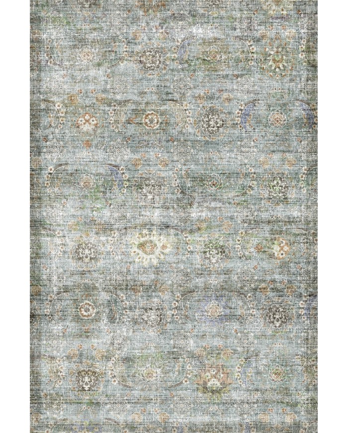 Bliss Vintage Desenli Pamuk Tabanlı Yıkanabilen Kaydırmaz Antibakteriyel Şönil Salon Halısı