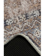 Crest Vintage Desenli Pamuk Tabanlı Yıkanabilen Kaydırmaz Antibakteriyel Şönil Salon Halısı