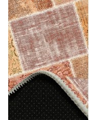 Mileni Patchwork Desenli Pamuk Tabanlı Yıkanabilen Kaydırmaz Antibakteriyel Şönil Salon Halısı