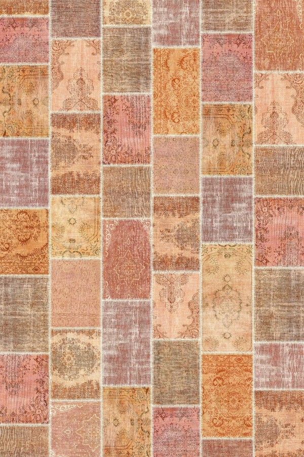 Mileni Patchwork Desenli Pamuk Tabanlı Yıkanabilen Kaydırmaz Antibakteriyel Şönil Salon Halısı