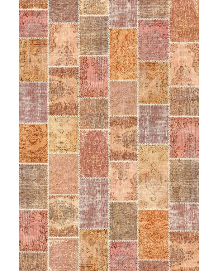 Mileni Patchwork Desenli Pamuk Tabanlı Yıkanabilen Kaydırmaz Antibakteriyel Şönil Salon Halısı