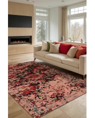 Serena Eskitme Desenli Pamuk Tabanlı Yıkanabilen Kaydırmaz Antibakteriyel Şönil Salon Halısı