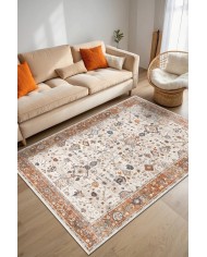 Osima Desenli Pamuk Tabanlı Yıkanabilen Kaydırmaz Antibakteriyel Şönil Salon Halısı