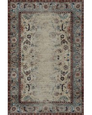 Laloven Vintage Desenli Pamuk Tabanlı Yıkanabilen Kaydırmaz Antibakteriyel Şönil Salon Halısı