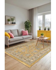 Serein Patchwork Desenli Pamuk Tabanlı Yıkanabilen Kaydırmaz Antibakteriyel Şönil Salon Halısı