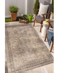 Glodeni Vintage Desenli Pamuk Tabanlı Yıkanabilen Kaydırmaz Antibakteriyel Şönil Salon Halısı