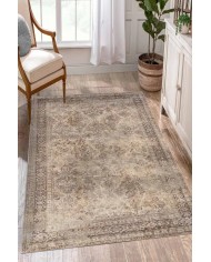 Glodeni Vintage Desenli Pamuk Tabanlı Yıkanabilen Kaydırmaz Antibakteriyel Şönil Salon Halısı