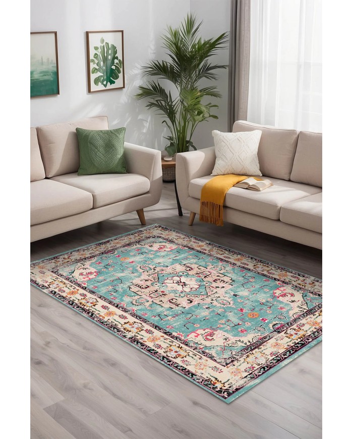 Pier Kadife Yıkanabilir Kaymaz Pamuk Tabanlı Antibakteriyel Salon Halısı