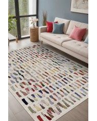 Zola Desenli Pamuk Tabanlı Yıkanabilen Kaydırmaz Antibakteriyel Şönil Salon Halısı