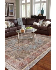 Avlin Elit Desenli Pamuk Tabanlı Yıkanabilen Kaydırmaz Antibakteriyel Şönil Salon Halısı