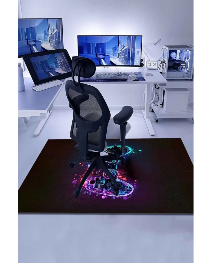 Funspot Modern Şönil  Gamer Halısı Pamuk Tabanlı Yıkanabilen Kaymaz Genç Odası Oyuncu Gaming Halısı