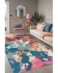 Leoni Desenli Pamuk Tabanlı Yıkanabilen Kaydırmaz Antibakteriyel Şönil Salon Halısı