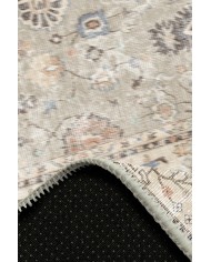 Monty Vintage Desenli Şönil Pamuk Tabanlı Yıkanabilen Kaymaz Antibakteriyel Yuvarlak Salon Halısı