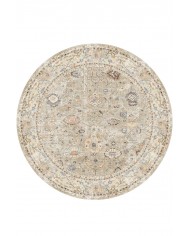 Monty Vintage Desenli Şönil Pamuk Tabanlı Yıkanabilen Kaymaz Antibakteriyel Yuvarlak Salon Halısı