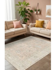 Carme Desenli Pamuk Tabanlı Yıkanabilen Kaymaz Antibakteriyel Şönil Salon Halısı