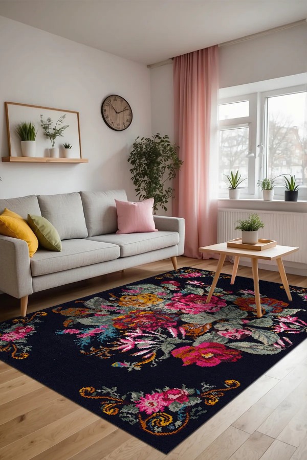 Mirage Karabağ Desenli Pamuk Tabanlı Yıkanabilen Kaydırmaz Antibakteriyel Şönil Salon Halısı Mirage Karabağ Desenli Pamuk Tabanlı Yıkanabilen Kaydırmaz Antibakteriyel Şönil Salon Halısı
