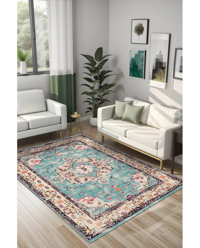 Pier Kadife Yıkanabilir Kaymaz Pamuk Tabanlı Antibakteriyel Salon Halısı