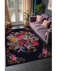 Mirage Karabağ Desenli Pamuk Tabanlı Yıkanabilen Kaydırmaz Antibakteriyel Şönil Salon Halısı