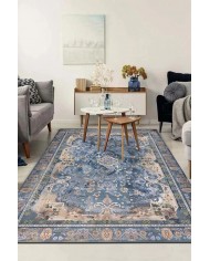 Madala Desenli Pamuk Tabanlı Yıkanabilen Kaymaz Antibakteriyel Şönil Salon Halısı