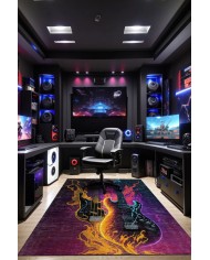 Rock Şönil Gamer Halısı Pamuk Tabanlı Yıkanabilen Kaymaz Genç Odası Oyuncu Gaming Halısı