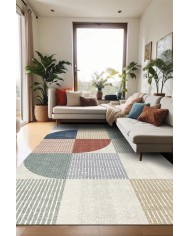 Dern Modern Şönil Desenli Pamuk Tabanlı Yıkanabilen Kaymaz Antibakteriyel  Salon Halısı