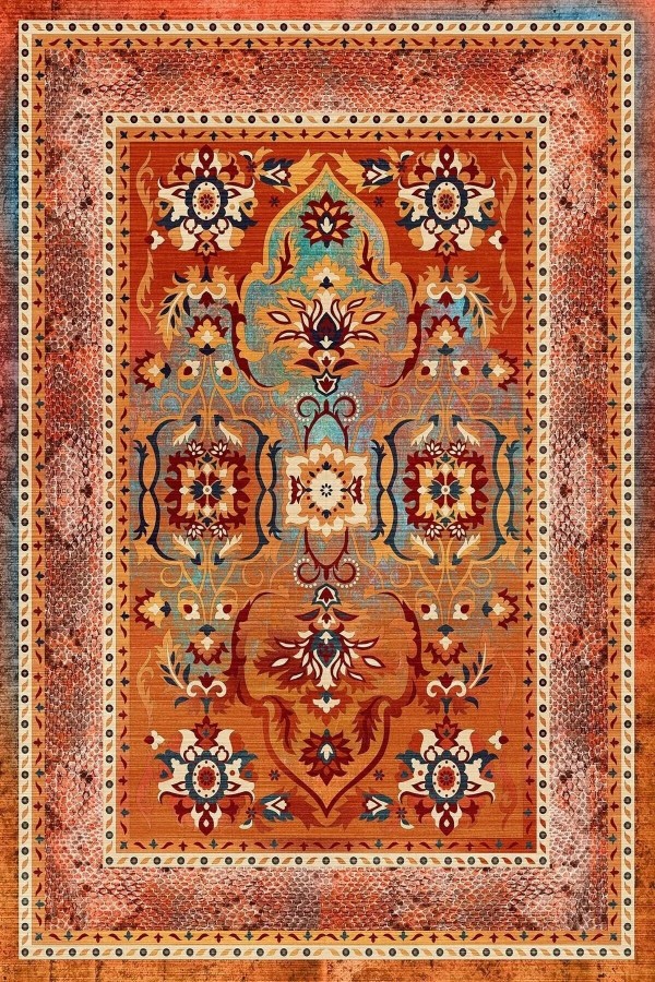 Özel Ölçü Golin Şönil Elit Desenli Pamuk Tabanlı Yıkanabilen Salon Halısı 110x250 cm