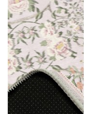 Arımo Floral Desenli Pamuk Tabanlı Yıkanabilen Kaydırmaz Antibakteriyel Şönil Salon Halısı