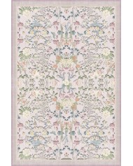 Arımo Floral Desenli Pamuk Tabanlı Yıkanabilen Kaydırmaz Antibakteriyel Şönil Salon Halısı