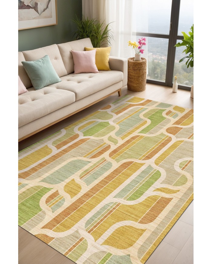 Lauro Modern Şönil Desenli Pamuk Tabanlı Yıkanabilen Kaydırmaz Antibakteriyel  Salon Halısı