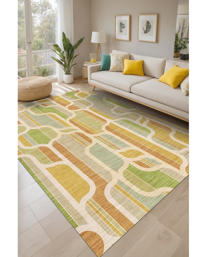 Lauro Modern Şönil Desenli Pamuk Tabanlı Yıkanabilen Kaydırmaz Antibakteriyel  Salon Halısı