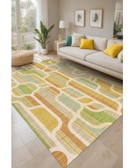 Lauro Modern Şönil Desenli Pamuk Tabanlı Yıkanabilen Kaydırmaz Antibakteriyel  Salon Halısı