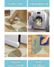 Bande Modern Şönil Desenli Pamuk Tabanlı Yıkanabilen Kaydırmaz Antibakteriyel  Salon Halısı