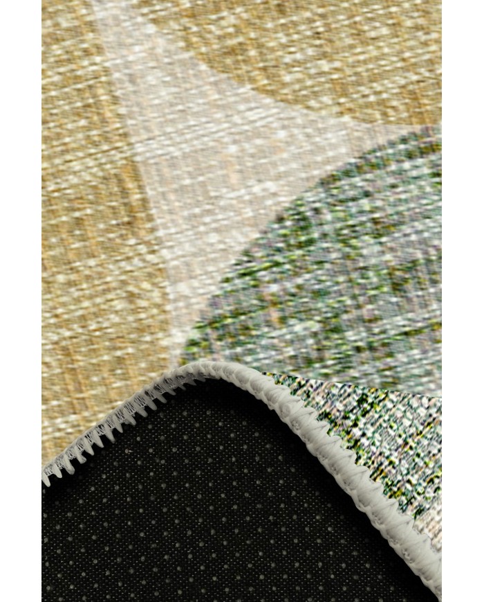 Bande Modern Şönil Desenli Pamuk Tabanlı Yıkanabilen Kaydırmaz Antibakteriyel  Salon Halısı