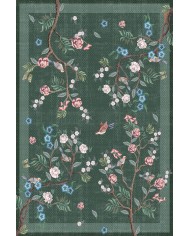 Groos Floral Desenli Pamuk Tabanlı Yıkanabilen Kaydırmaz Antibakteriyel Şönil Salon Halısı