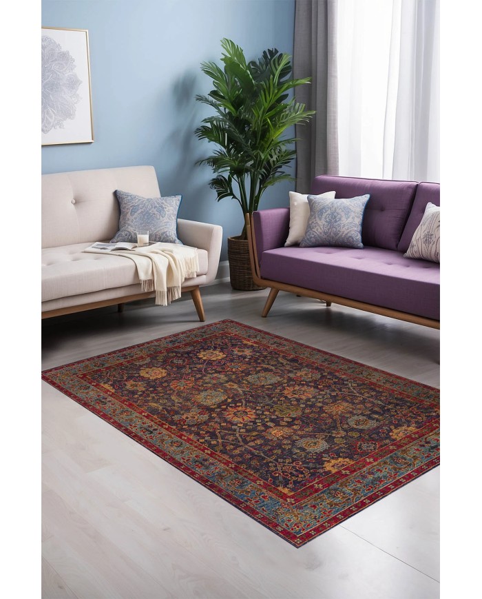 Sarah Kadife Yıkanabilir Kaymaz Pamuk Tabanlı Antibakteriyel Salon Halısı