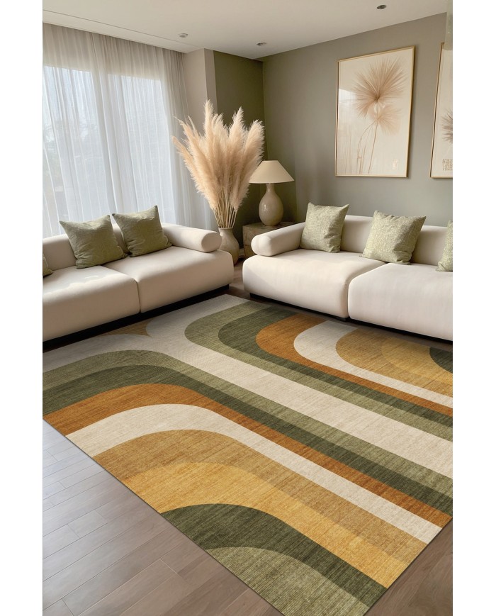 Pendao Modern Şönil Pamuk Tabanlı Yıkanabilen Kaydırmaz Antibakteriyel  Salon Halısı