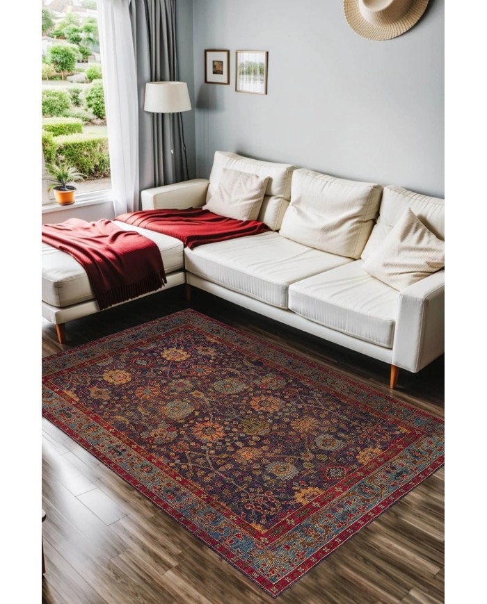 Sarah Kadife Yıkanabilir Kaymaz Pamuk Tabanlı Antibakteriyel Salon Halısı