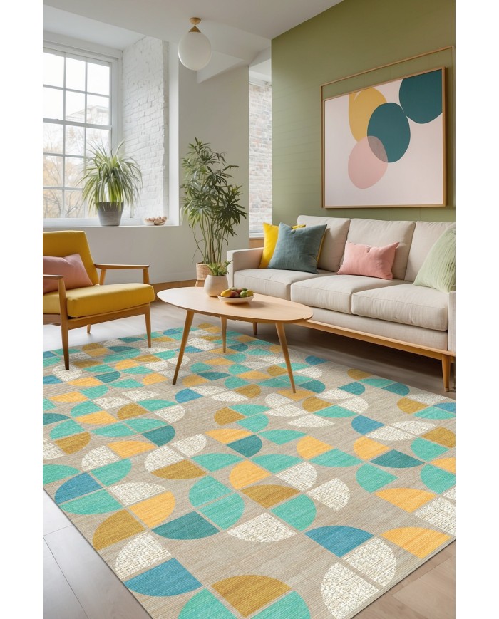 Epola Modern Şönil Pamuk Tabanlı Yıkanabilen Kaydırmaz Antibakteriyel  Salon Halısı