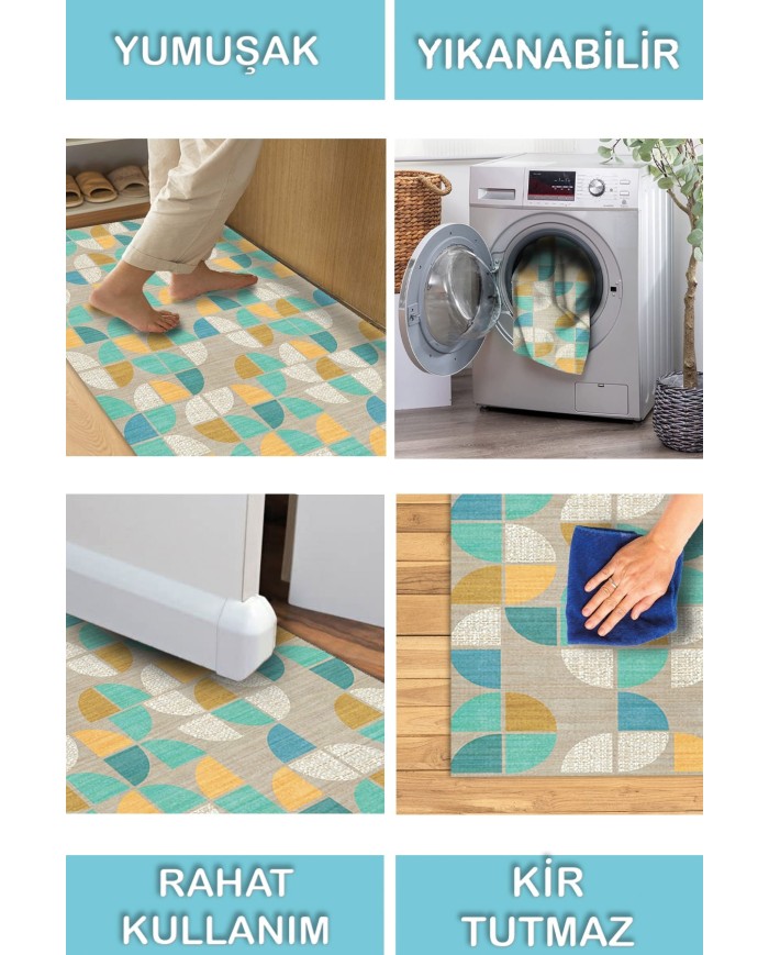 Epola Modern Şönil Pamuk Tabanlı Yıkanabilen Kaydırmaz Antibakteriyel  Salon Halısı