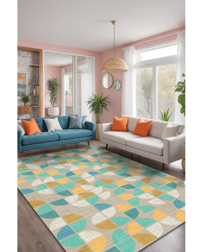 Epola Modern Şönil Pamuk Tabanlı Yıkanabilen Kaydırmaz Antibakteriyel  Salon Halısı