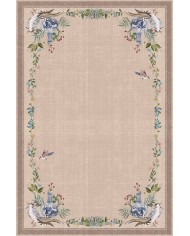 Ebers Floral Desenli Pamuk Tabanlı Yıkanabilen Kaydırmaz Antibakteriyel Şönil Salon Halısı