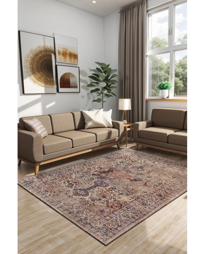 Vanessa Kadife Yıkanabilir Kaymaz Pamuk Tabanlı Antibakteriyel Salon Halısı