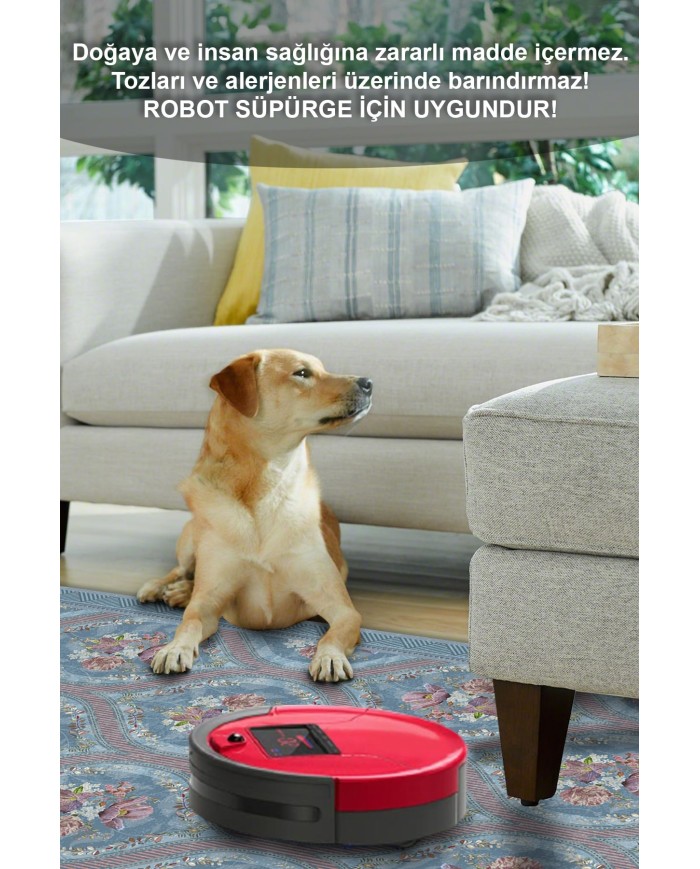 Etal Floral Desenli Pamuk Tabanlı Yıkanabilen Kaydırmaz Antibakteriyel Şönil Salon Halısı