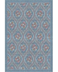 Etal Floral Desenli Pamuk Tabanlı Yıkanabilen Kaydırmaz Antibakteriyel Şönil Salon Halısı