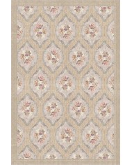 Evanse Floral Desenli Pamuk Tabanlı Yıkanabilen Kaydırmaz Antibakteriyel Şönil Salon Halısı