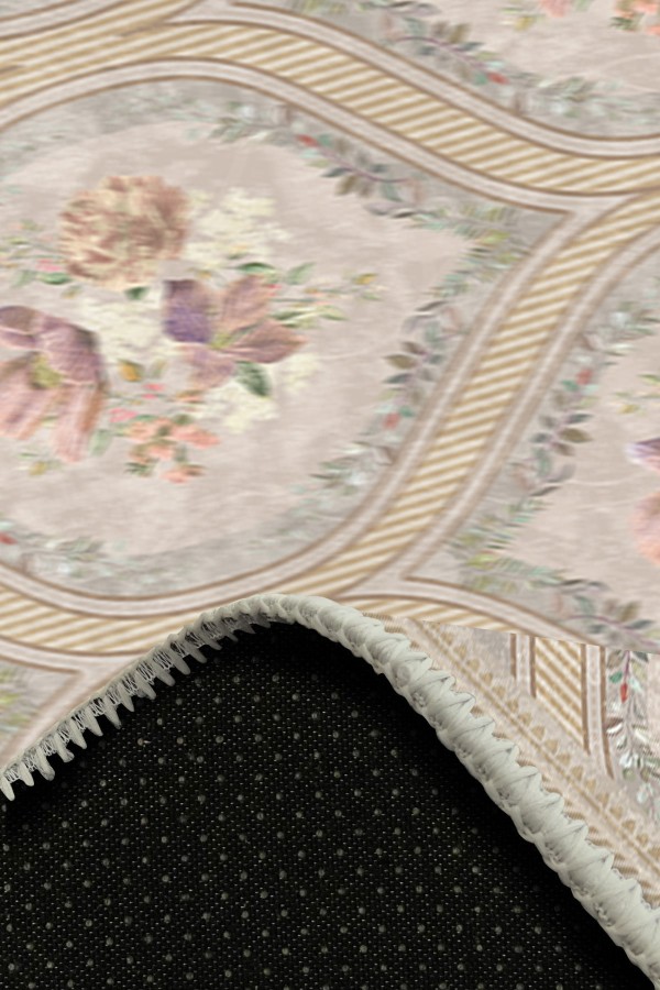 Evanse Floral Desenli Pamuk Tabanlı Yıkanabilen Kaydırmaz Antibakteriyel Şönil Salon Halısı Evanse Floral Desenli Pamuk Tabanlı Yıkanabilen Kaydırmaz Antibakteriyel Şönil Salon Halısı