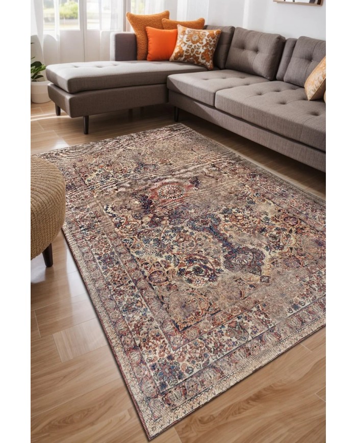 Vanessa Kadife Yıkanabilir Kaymaz Pamuk Tabanlı Antibakteriyel Salon Halısı