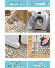 Kenusa Modern Şönil Pamuk Tabanlı Yıkanabilen Kaydırmaz Antibakteriyel  Salon Halısı