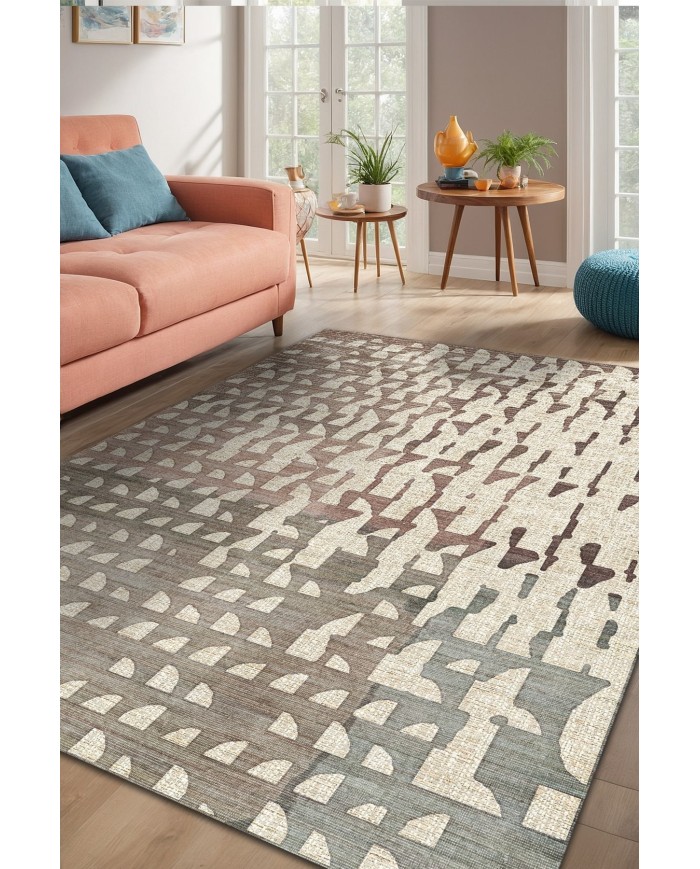 Kenusa Modern Şönil Pamuk Tabanlı Yıkanabilen Kaydırmaz Antibakteriyel  Salon Halısı