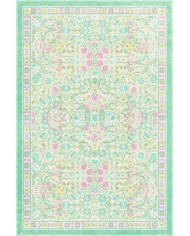 Melinda Floral Desenli Pamuk Tabanlı Yıkanabilen Kaydırmaz Antibakteriyel Şönil Salon Halısı